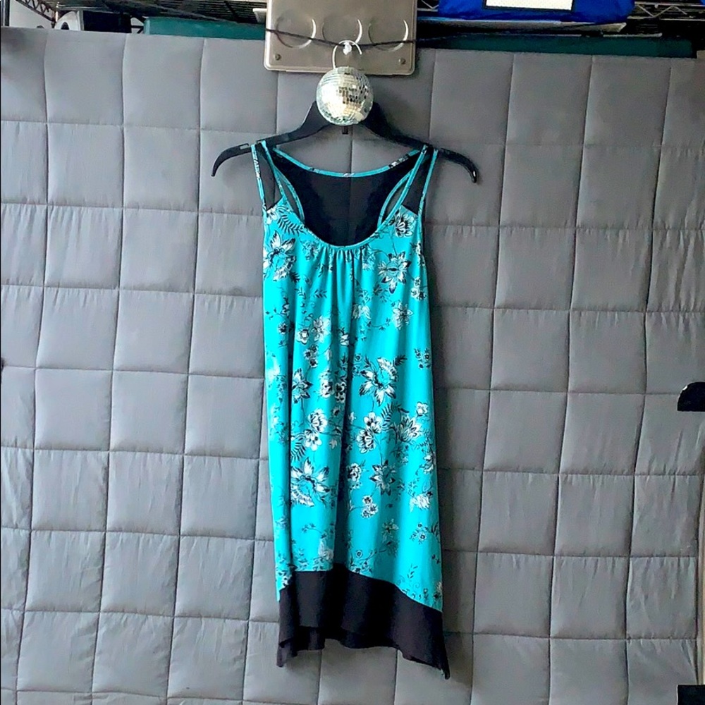 Teal Floral Beach Cover up Sun Dress - Picture 2 of 5